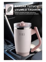 Neoflam Fika Lumi Patentli Döner Kulplu Sızdırmaz Çift Ağızlıklı Çelik Termos 950 ML - Pembe