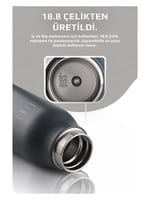 Neoflam Fika Rento Sızdırmaz Vidalı Kapaklı Geniş Ağızlıklı Kolay Taşınabilir Çelik Termos 600 ML - Antrasit