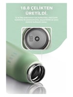 Neoflam Fika Rento Sızdırmaz Vidalı Kapaklı Geniş Ağızlıklı Kolay Taşınabilir Çelik Termos 600 ML - Mint Yeşili