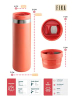 Neoflam Fika Tauko Sızdırmaz Kolay Sökülebilir Derin Temizlenebilir Patentli Kapaklı Çelik Bardak Termos 470 ML - Kırmızı