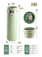 Neoflam Fika Tauko Sızdırmaz Kolay Sökülebilir Derin Temizlenebilir Patentli Kapaklı Çelik Bardak Termos 470 ML - Mint Yeşili