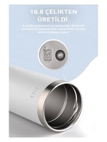 NEOFLAM Fika Tauko Sızdırmaz Kolay Sökülebilir Derin Temizlenebilir Patentli Kapaklı Çelik Bardak Termos 470 ML - Beyaz
