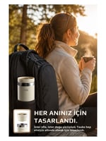 Neoflam Fika Tauko Sızdırmaz Kolay Sökülebilir Derin Temizlenebilir Patentli Kapaklı Çelik Bardak Termos 470 ML - Bej