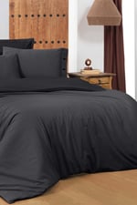 New Fancy Stripe Siyah King Size (battal Boy) %100 Pamuk Çizgili Nevresim Takımı