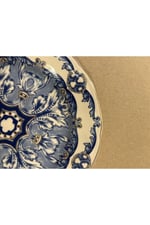 Outlet Florance Mavi&Beyaz Desenli New Bone China Porselen 24 parça Yemek Takımı