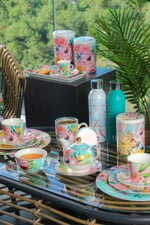 Peony Desenli Bone China Porselen Kapaklı Ve Süzegçli Kupa 570 ml