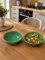 Twinkle Amalfi Garden Limon Desenli Bowl Derin 20 cm Kase Yeşil 2 Adet