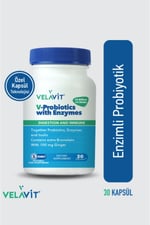 V-Probiotics with Enzymes - Enzimli Probiyotik - Glutensiz 30 Kapsül - 10 milyar KOB - Probiyotikler ve Sindirim Enzimleri Beraber