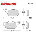 YARI METALİK ARKA FREN BALATASI / TRIUMPH / TIGER XC / A / X / 800cc / ARKA (KALINLIK 10.7 MM)  / 2015-2016-2017-2018-2019