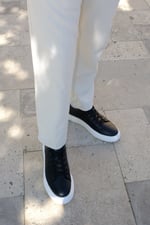 Karaden 1943 Erkek Hakiki Deri Siyah Sneaker & Spor Ayakkabı