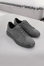 Karaden 1943 Erkek Hakiki Nubuk Deri Gri Sneaker & Spor Ayakkabı