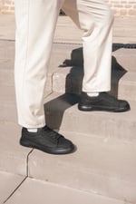 Karaden 1943 Erkek Hakiki Nubuk Deri Siyah Sneaker & Spor Ayakkabı