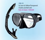 KZL-298-55 MASKE SNORKEL SIYAH SILIKON TEMPERED 24