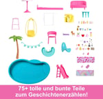 Barbie Dreamhouse, Havuz Partisi Bebek Evi, 75'ten Fazla Parça ve 3 Katlı Kaydırak