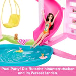 Barbie Dreamhouse, Havuz Partisi Bebek Evi, 75'ten Fazla Parça ve 3 Katlı Kaydırak