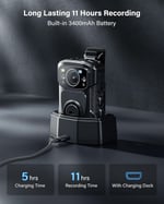 Boblov B4K5 256GB 4K Vücut Kamerası, 3400mAh IP68 Su Geçirmez GPS