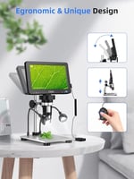 Elikliv 7 Inc LCD Dijital Mikroskop 1200X, 1080P 12MP Hassas Odaklama