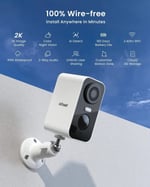ieGeek Kablosuz Dış Mekan Güvenlik Kameraları, 2K 3MP Pilli WiFi