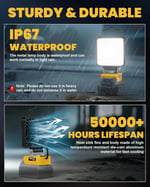 LIVOWALNY Kablosuz LED Çalışma Lambası, Dewalt 20V Batarya ile Uyumlu, 112W