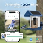 Onlyfly Güneş Enerjili Kameralı Kuş Yemliği: 2K Canlı Yayın Kamerası - Beyaz/Mavi