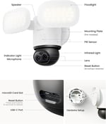 REOLINK TrackFlex Floodlight WiFi, 4K 360° PTZ Çift Lensli Projektör Kamera 6X Hibrit Zoom