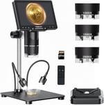 TOMLOV TriL107 3 Lensli Dijital Mikroskop: 14 LED Işıklı, 18 cm 2K IPS HDMI