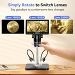 TOMLOV TriL107 3 Lensli Dijital Mikroskop: 14 LED Işıklı, 18 cm 2K IPS HDMI