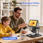 TOMLOV TriL107 3 Lensli Dijital Mikroskop: 14 LED Işıklı, 18 cm 2K IPS HDMI