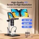 TOMLOV TriL107 3 Lensli Dijital Mikroskop: 14 LED Işıklı, 18 cm 2K IPS HDMI
