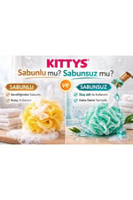 KITTYS 3'Lü Kahverengi Sabunsuz Duş Lifi 40GR Yumuşak ve Dayanıklı Banyo Lifi, Duş Jeli ile Kullanım