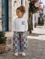 Kız Çocuk Patchwork  Çiçekli Takım