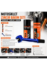 CCP MOTOSİKLET ZİNCİR BAKIM SETİ ÜNİVERSAL [ ZİNCİR YAĞLAMA + ZİNCİR TEMİZLEME SPREYİ + ZİNCİR TEMİZLEME FIRÇASI ]
