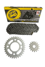 CG PERFORMANSLI ZİNCİR DİŞLİ SETİ - ÖN 16T + ARKA 34T + SFR ZİNCİR 428H x 110L CG - KUBA ÇİTA