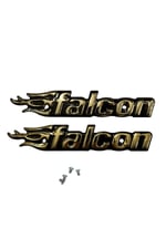 FALCON CG MOTOSİKLET DEPO YAZISI GOLD SAĞ SOL İKİ TARAF İÇİN (4 TANE VİDASI DAHİLDİR)
