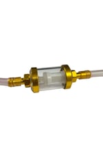 MOTOSİKLET BENZİN FİLTRESİ MODİFİYE GOLD + BENZİN HORTUMU ŞEFFAF SET / HORTUM BOY 25+25 cm CG - CUB