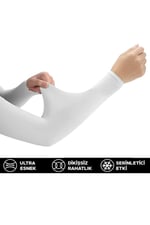 MOTOSİKLET GÜNEŞLİK KOLLUK BEYAZ 2 ADET LİKRALI HAVA ALABİLEN ÖZEL KUMAŞ