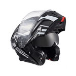 PARLAK SİYAH - BEYAZ MOTOSİKLET KASKI ÇENE AÇILIR [GÜNEŞ VİZÖRLÜ] MH HELMET 