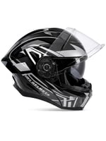 PARLAK SİYAH - BEYAZ MOTOSİKLET KASKI ÇENE AÇILIR [GÜNEŞ VİZÖRLÜ] MH HELMET 