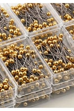 100 Adet İri Başlı Gold Toplu İğne, Eşarp Başörtüsü Düğün Nikah Nişan Kına Sünnet Takı İğnesi