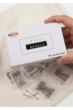 Cam Başlı Mineli Gümüş Toplu İğne, Eşarp Başörtüsü Düğün Nişan Kına Sünnet Takı İğnesi 50 Adet