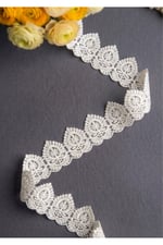 Fransız Dantel Jn1854 13,5mt Floş Simli-beyaz-gümüş