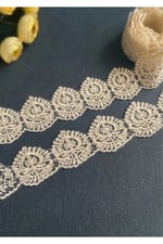 Fransız Dantel Jn1854 13,5mt Floş Simli-krem-gümüş