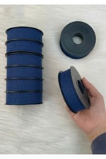 Lacivert Keten Nopeli Kurdele 2,5 Cm 20 Metre, Bohça Çeyiz Özel Gün Hediye Süsleme Kurdelesi