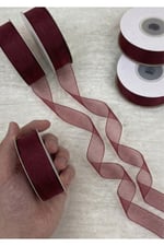 Organze Kurdele 2cm-23mt-bordo(1007)