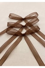 Organze Tül Kurdele Kahverengi 6 mm 23 mt, Gelin, Bohça, Nişan, Çeyiz, Hediye, Paketleme, Süsleme
