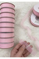 Organze Tül Kurdele Pembe 2 cm 23 mt, Gelin, Bohça, Nişan, Çeyiz, Hediye, Paketleme, Süsleme