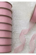 Organze Tül Kurdele Pembe 2 cm 23 mt, Gelin, Bohça, Nişan, Çeyiz, Hediye, Paketleme, Süsleme