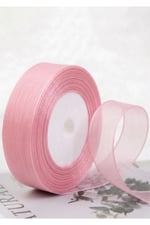 Organze Tül Kurdele Pembe 2 cm 23 mt, Gelin, Bohça, Nişan, Çeyiz, Hediye, Paketleme, Süsleme