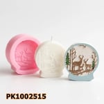 1147 - Silikon Kalıp Mum Kalıbı - Geyik Desenli Kar Küresi