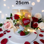 Işıklı Canım Annem Kutu Güller 25cm-Anneler Günü Hediyesi(Anne Kız)